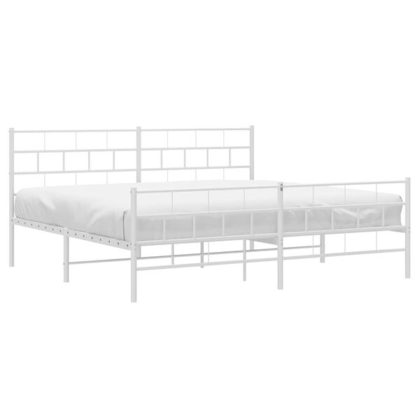 vidaXL Metal Bed Frame without Mattress with Footboard White 183x213cm