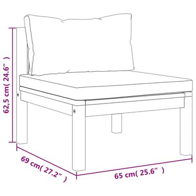 vidaXL 5 Piece Garden Lounge Set with Cushion Solid Acacia Wood