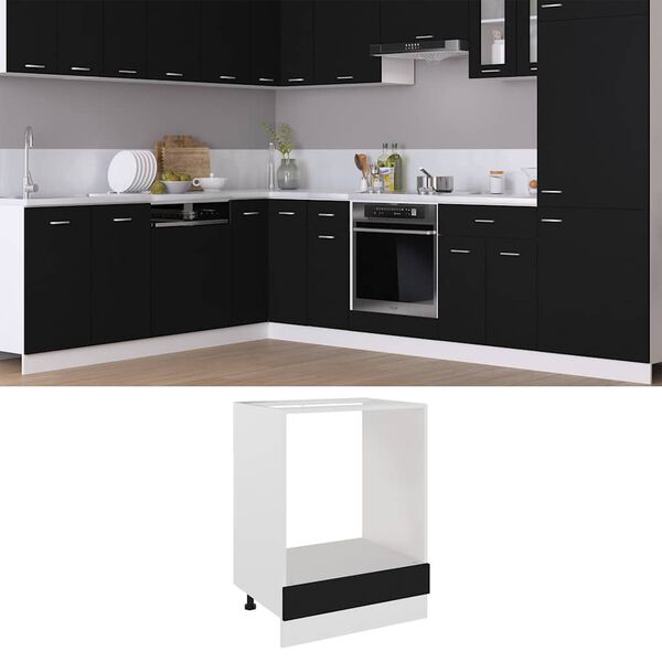vidaXL Oven Cabinet Lyon Black 60x46x81.5 cm Engineered Wood
