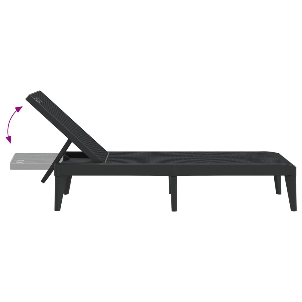 vidaXL Sun Lounger Anthracite 186x60x29 cm PP