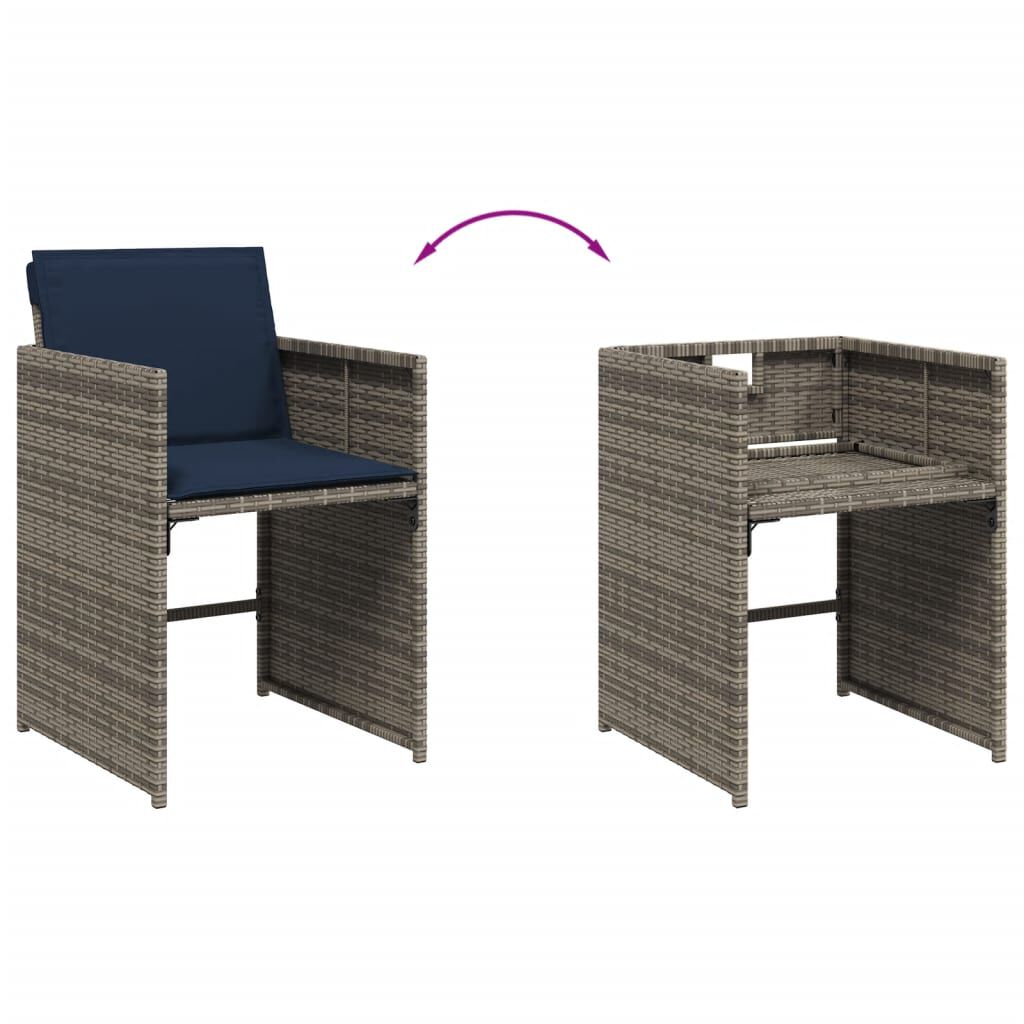 vidaXL 9 Piece Garden Dining Set with Cushions Grey Poly Rattan