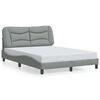 vidaXL Bed Frame with LED without Mattress "Hvar" Light Grey 137x190 cm Fabric