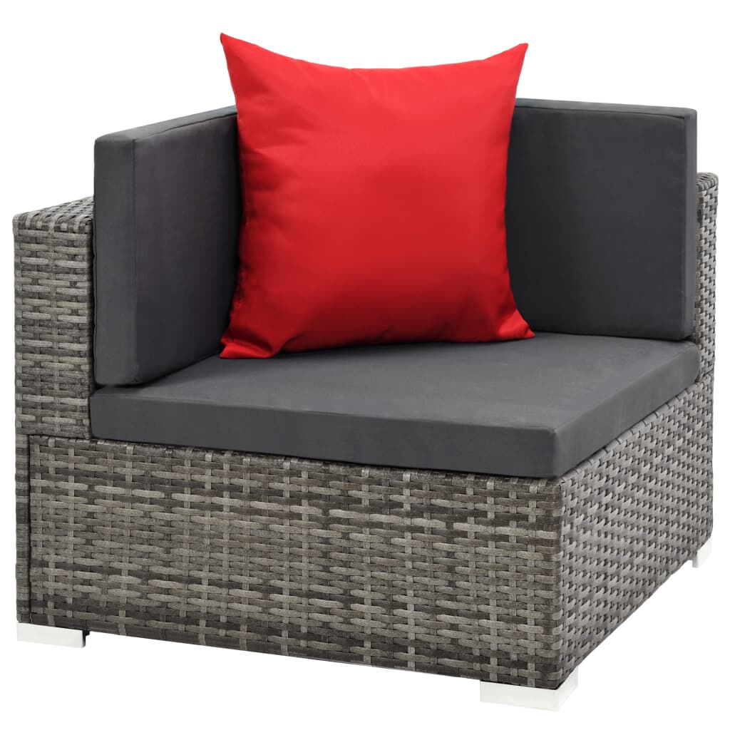 vidaXL 7 Piece Garden Lounge Set with Cushions Poly Rattan grey