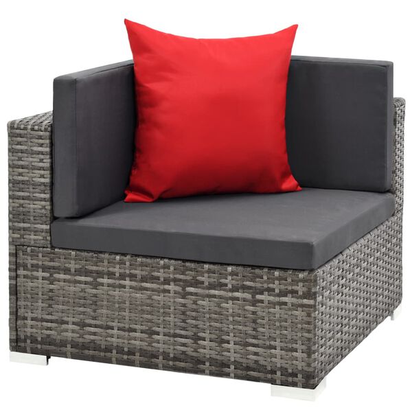 vidaXL 7 Piece Garden Lounge Set with Cushions Poly Rattan grey