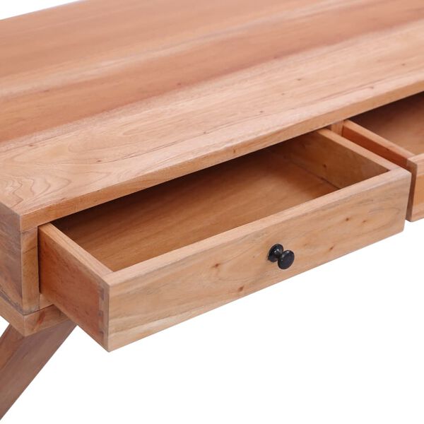 vidaXL Computer Desk Natural 132x47x77 cm Solid Mahogany Wood