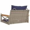 vidaXL Swing Bench with Cushions Grey 63x62x40 cm Poly Rattan