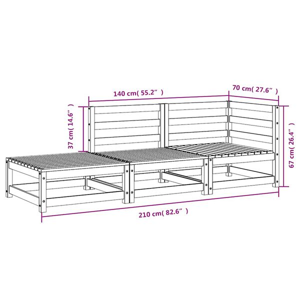 vidaXL Garden Sofa with Footstool 2-Seater Solid Wood Pine