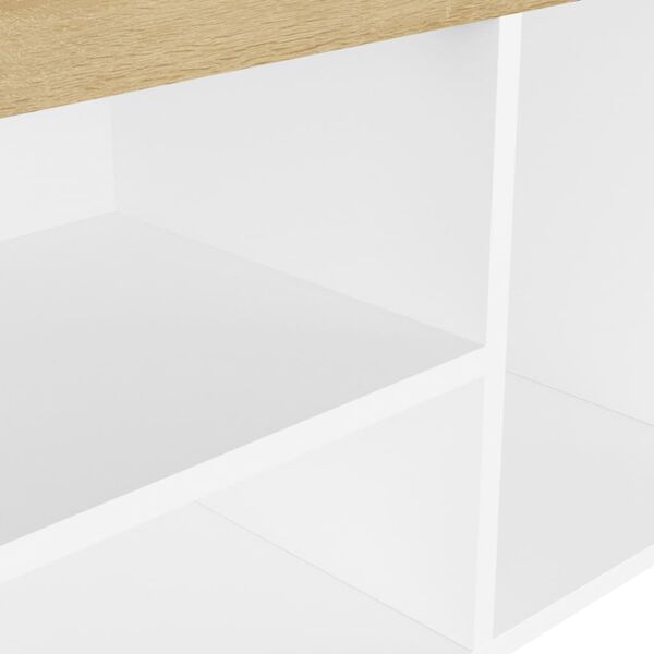 vidaXL Shoe Bench with Cushion White and Sonoma Oak 80x30x47 cm Engineered Wood