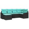 vidaXL Garden Sofa Set with Cushion 6 pcs Black and Turquoise
