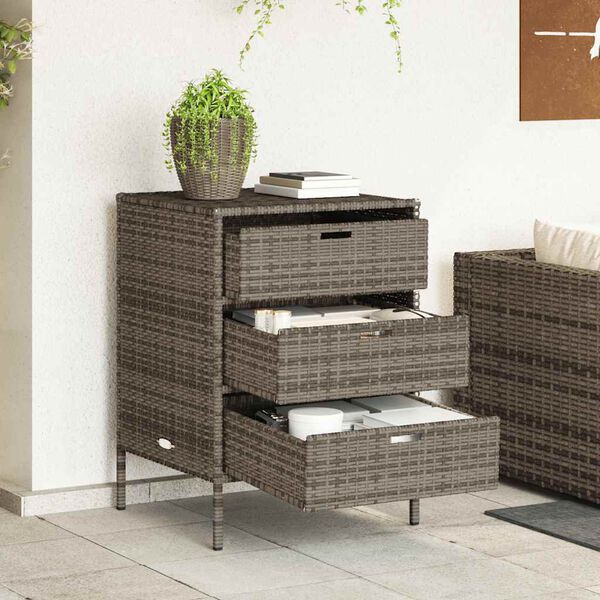 vidaXL Garden Storage Cabinet Grey 55x59x80 cm Poly Rattan