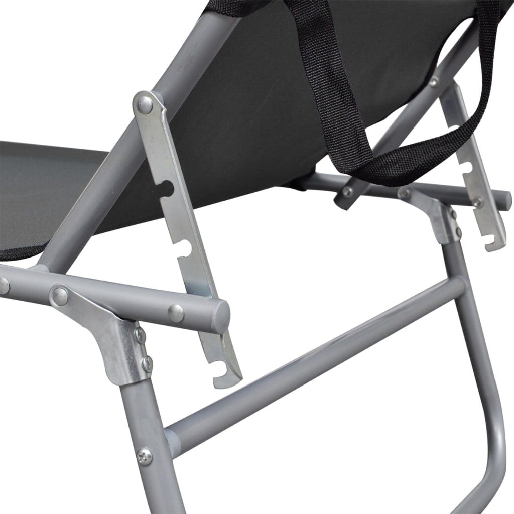 vidaXL Folding Sun Lounger with Canopy Grey Aluminium