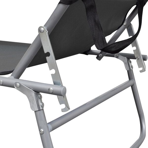 vidaXL Folding Sun Lounger with Canopy Grey Aluminium