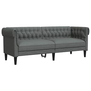 vidaXL Chesterfield Sofa 3-Seater Dark Grey Fabric