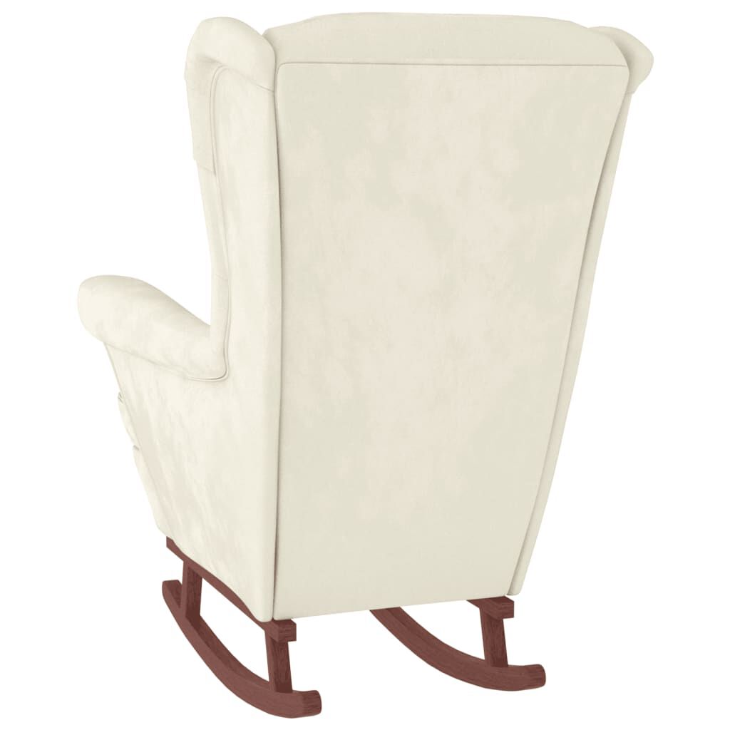 vidaXL Rocking Chair with Solid Wood Rubber Legs Cream Velvet