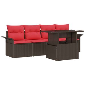 vidaXL Garden Sofa Set with Cushion 5 pcs Brown Poly rattan
