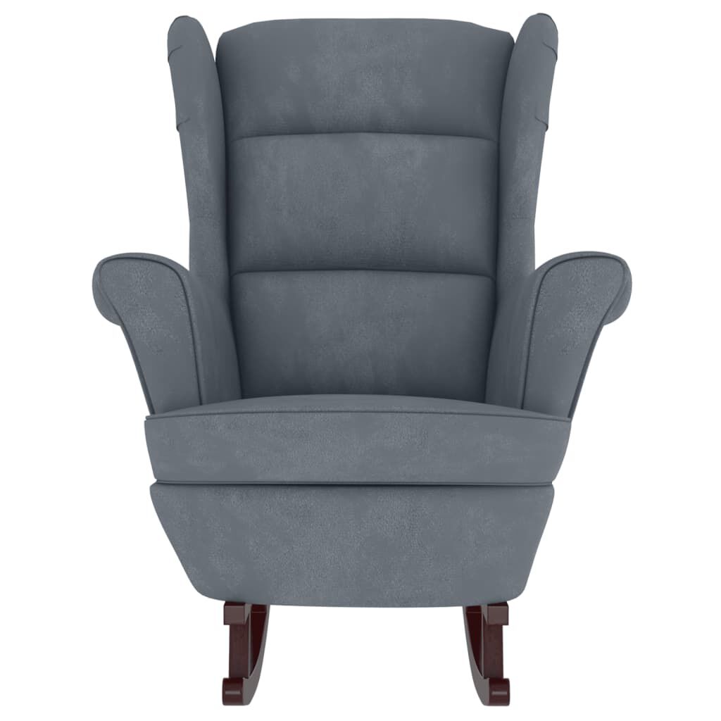 vidaXL Rocking Chair with Solid Wood Rubber Legs Dark Grey Velvet