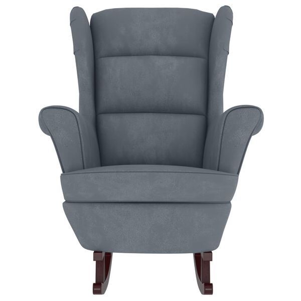 vidaXL Rocking Chair with Solid Wood Rubber Legs Dark Grey Velvet