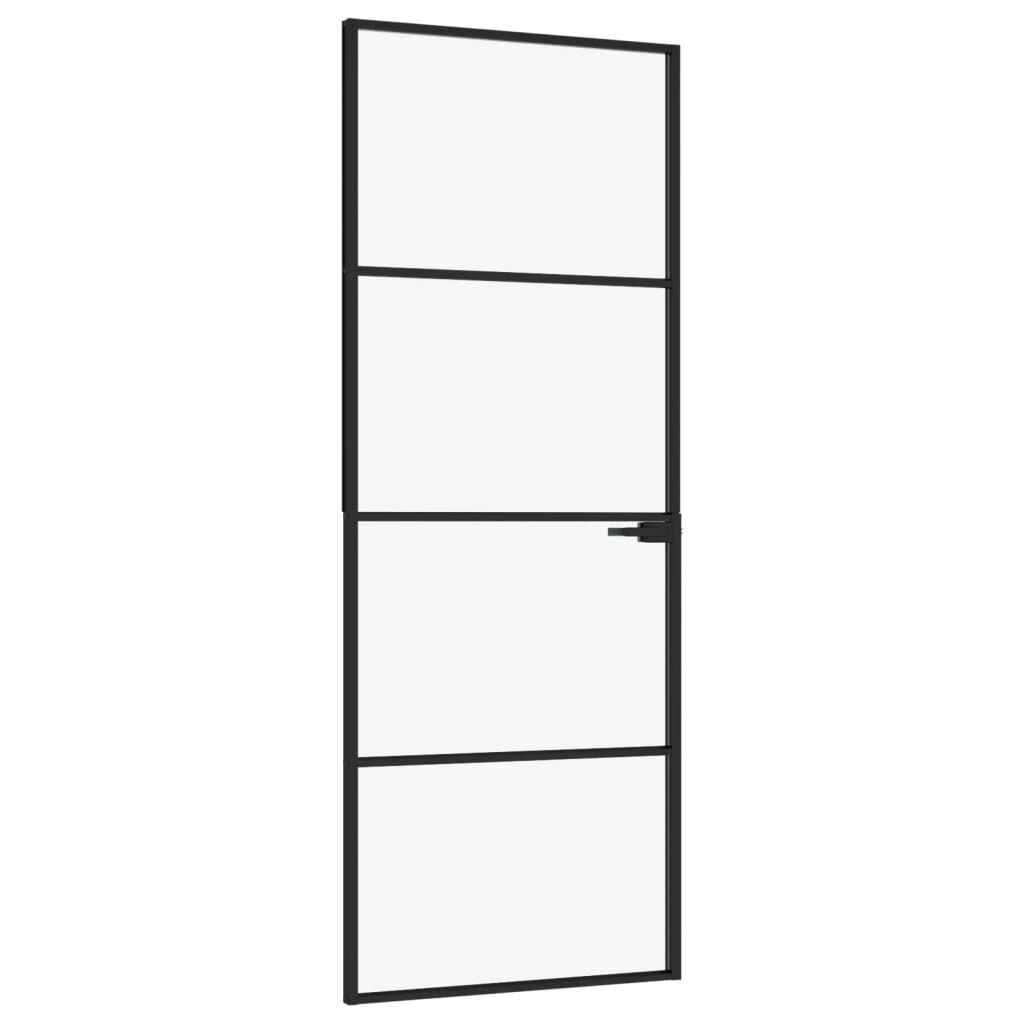 vidaXL Interior Door Black 76x201.5 cm Tempered Glass&Aluminium