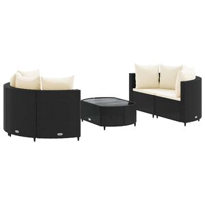 vidaXL 5 Piece Garden Sofa Set with Cushions Black Poly Rattan