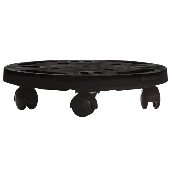 vidaXL Plant Trolley with Wheels Diameter 30 cm Black 170 kg