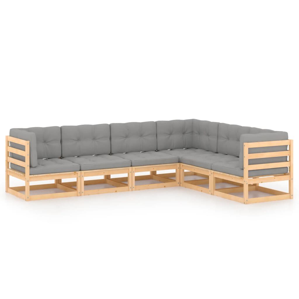 vidaXL 6 Piece Garden Lounge Set with Cushions Solid Pinewood