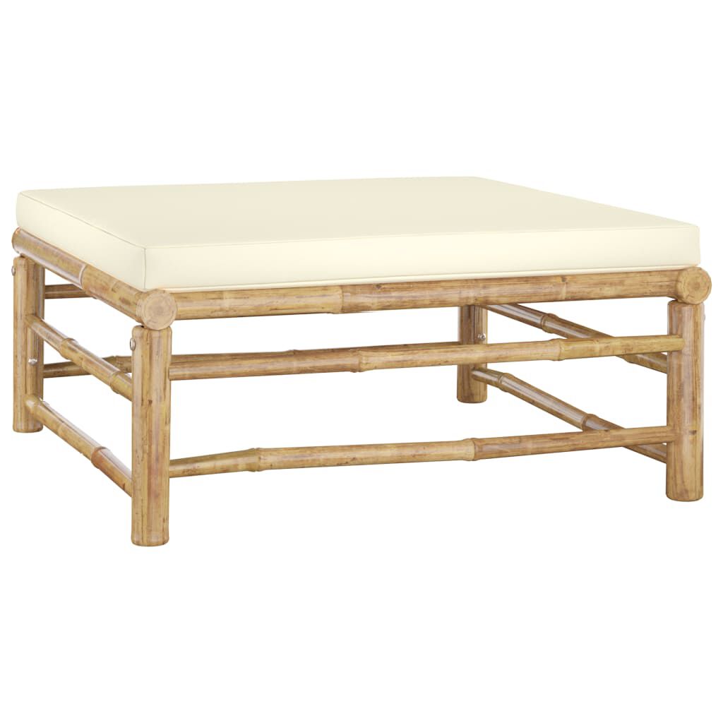 vidaXL 9 Piece Garden Lounge Set with Cream White Cushions Bamboo