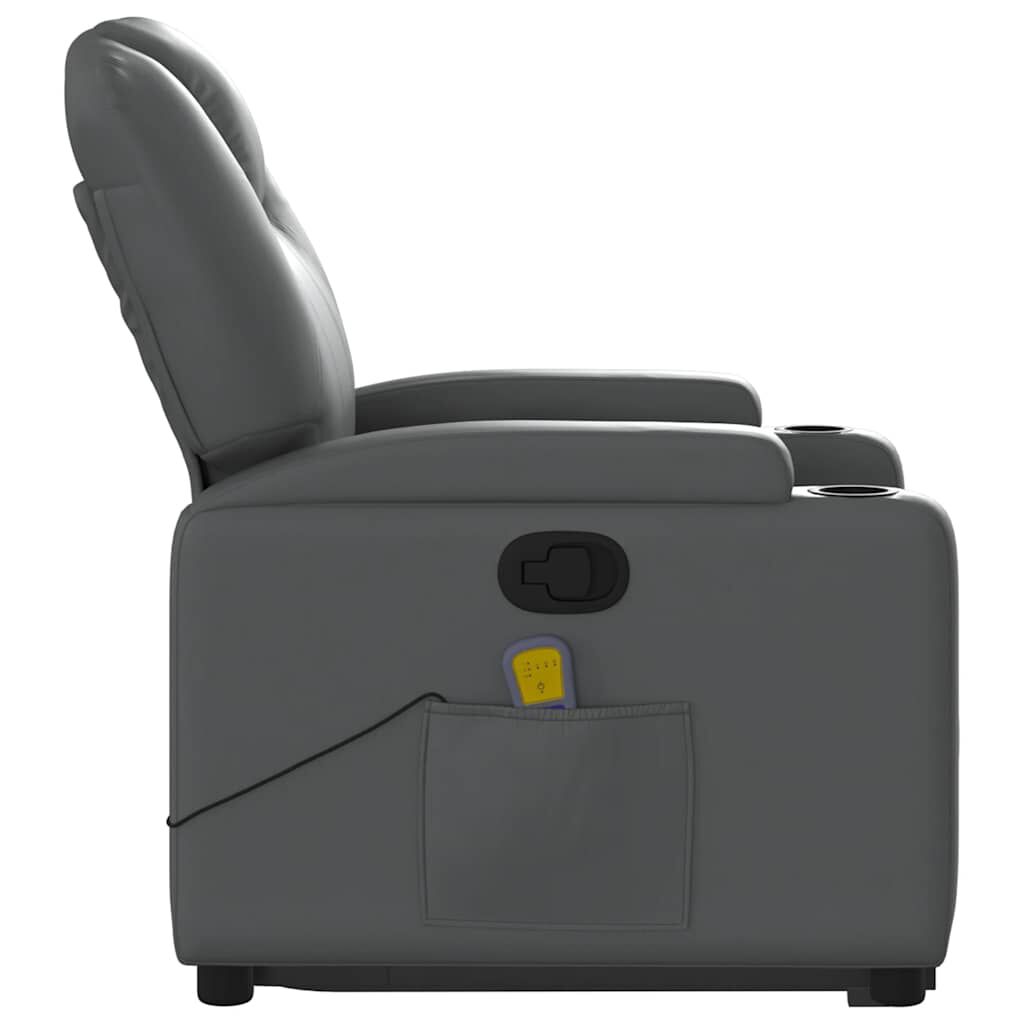 vidaXL Stand up Massage Recliner Chair Grey Faux Leather