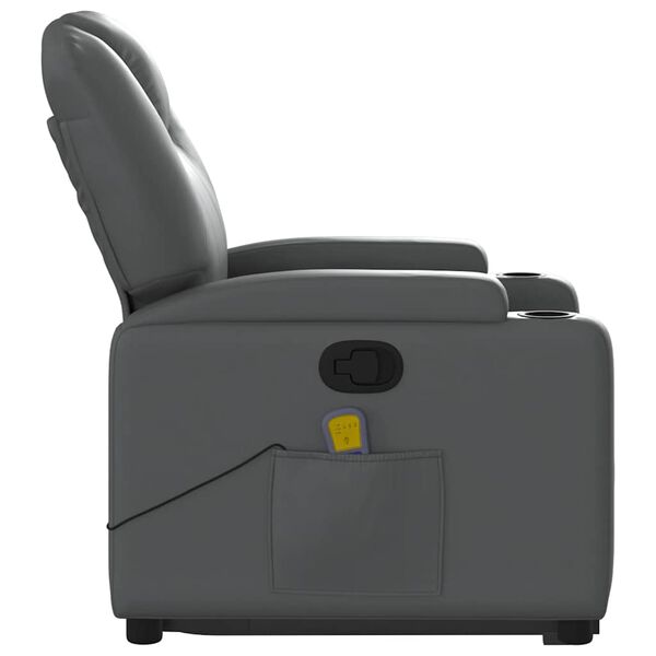 vidaXL Stand up Massage Recliner Chair Grey Faux Leather