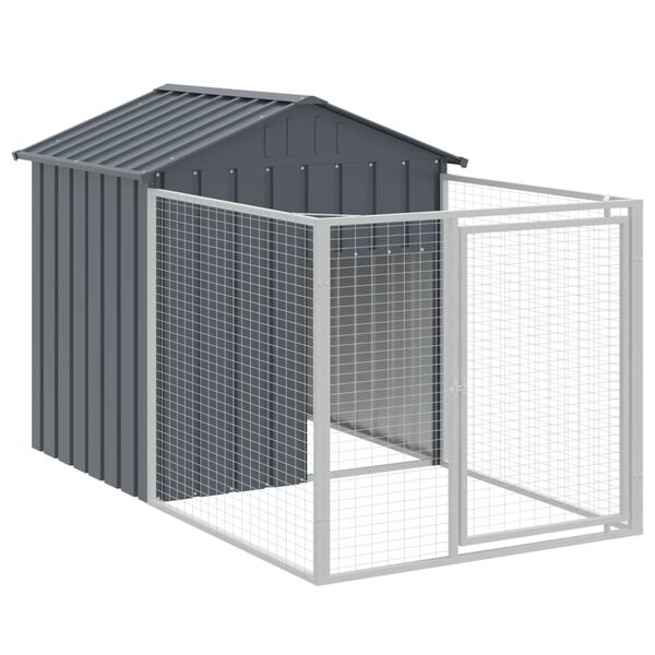 vidaXL Dog House with Roof Anthracite 117x1017x123 cm Galvanised Steel