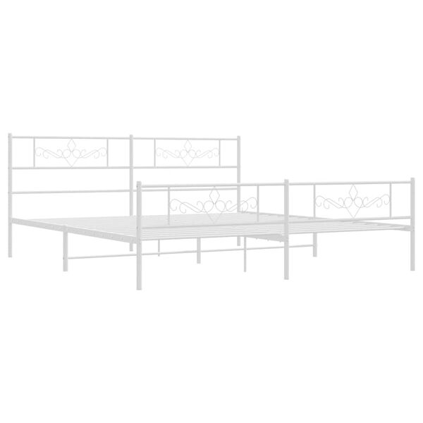 vidaXL Metal Bed Frame without Mattress with Footboard White 183x213cm