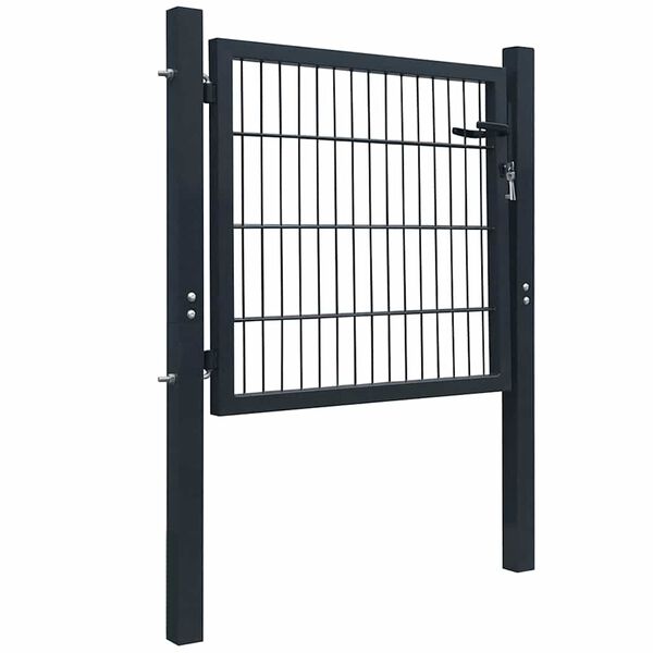 vidaXL 2D Fence Gate (Single) Anthracite Grey 100x80 cm