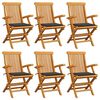 vidaXL Garden Chairs with Taupe Cushions 6 pcs Solid Teak Wood