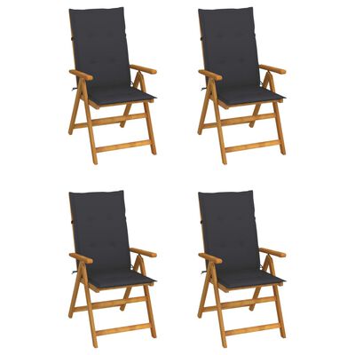 vidaXL Garden Reclining Chairs 4 pcs with Cushions Solid Acacia Wood