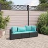 vidaXL 3 Piece Garden Sofa Set with Cushions Black Poly Rattan
