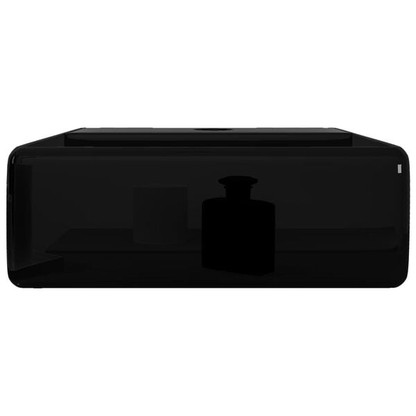 vidaXL Ceramic Bathroom Sink Basin with Faucet Hole Black Square