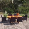 vidaXL 7 Piece Garden Dining Set Poly Rattan Black