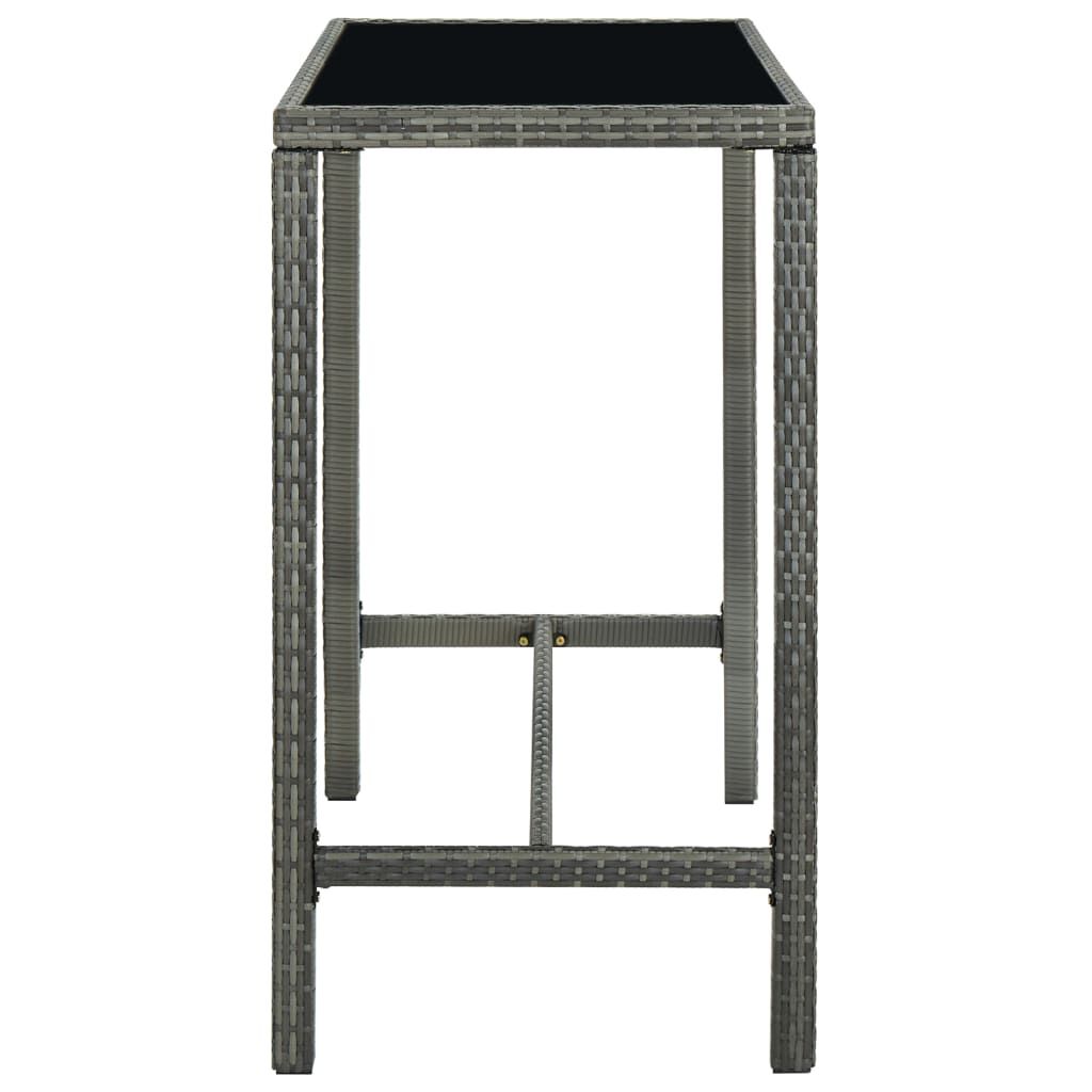 vidaXL 7 Piece Garden Bar Set with Cushions Poly Rattan Grey