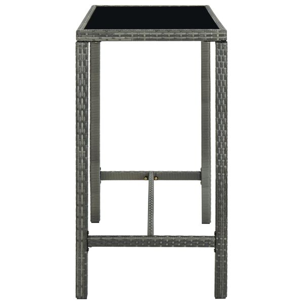 vidaXL 7 Piece Garden Bar Set with Cushions Poly Rattan Grey