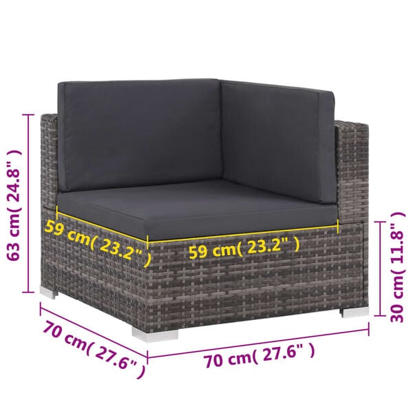 vidaXL 8 Piece Garden Lounge Set with Cushions Poly Rattan Grey