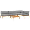 vidaXL Sofa Set with Cushion Plain Manual 5 pcs Grey Solid Acacia Wood