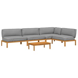 vidaXL Sofa Set with Cushion Plain Manual 5 pcs Grey Solid Acacia Wood
