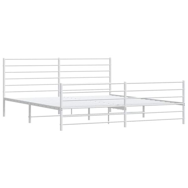 vidaXL Metal Bed Frame without Mattress with Footboard White 193x203cm