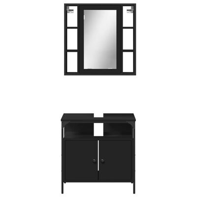 vidaXL 2 Piece Bathroom Furniture Set Black Engineered Wood