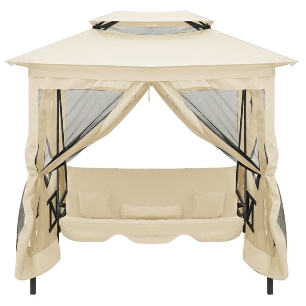 vidaXL Gazebo Convertible Swing Bench Cream White