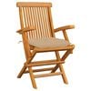 vidaXL Garden Chairs with Beige Cushions 3 pcs Solid Teak Wood