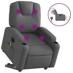 vidaXL Electric Stand up Massage Recliner Chair Dark Grey Fabric