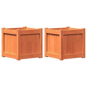 vidaXL Garden Planters 2 pcs Wax Brown Solid Wood Pine