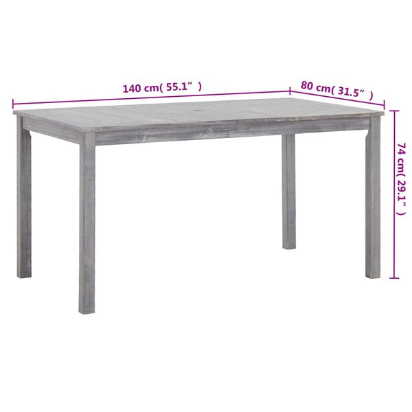 vidaXL 5 Piece Outdoor Dining Set Grey Solid Acacia Wood