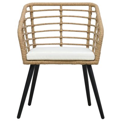 vidaXL Garden Chairs with Cushions 2 pcs Poly Rattan Oak