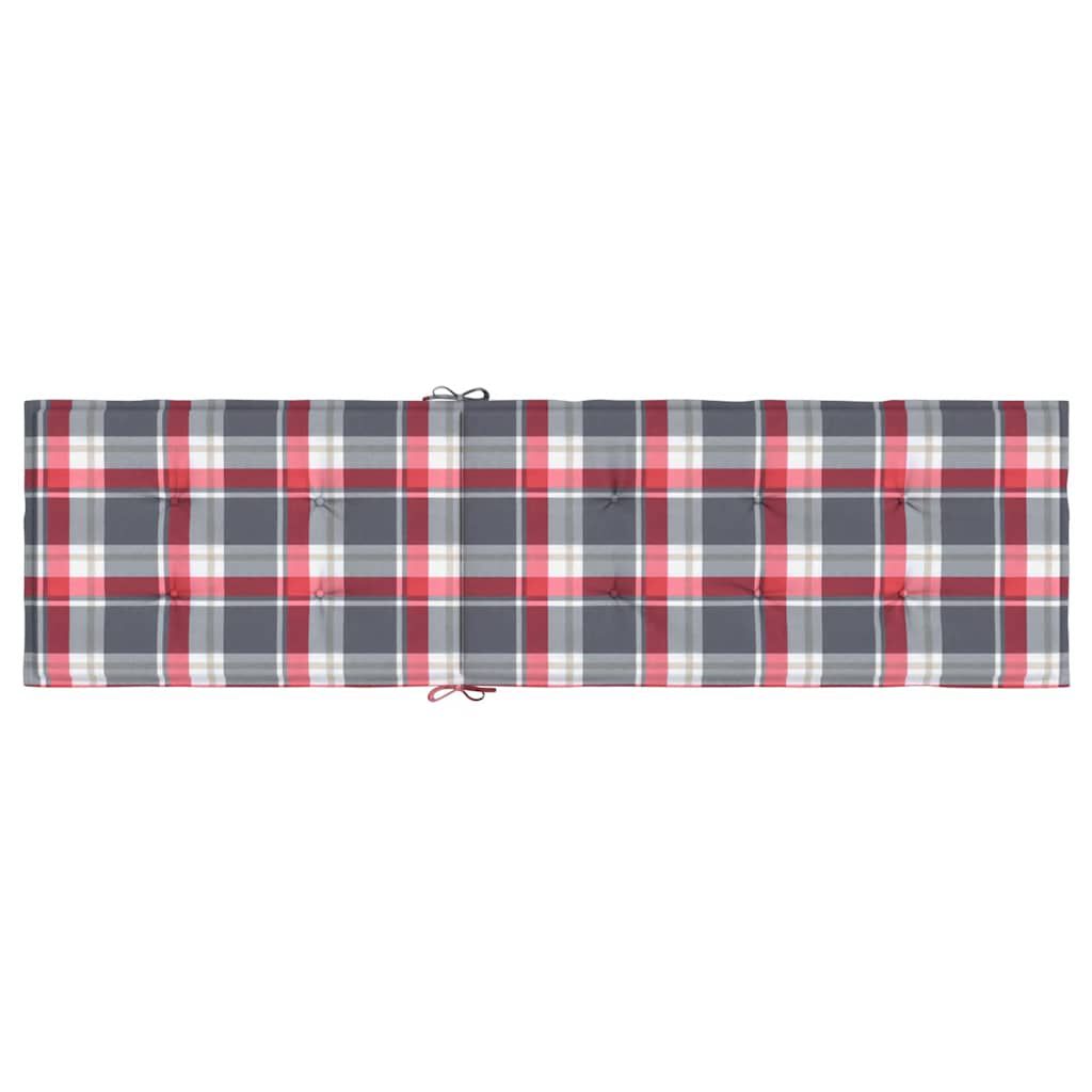 vidaXL Deck Chair Cushion Red Check Pattern (75+105)x50x4 cm